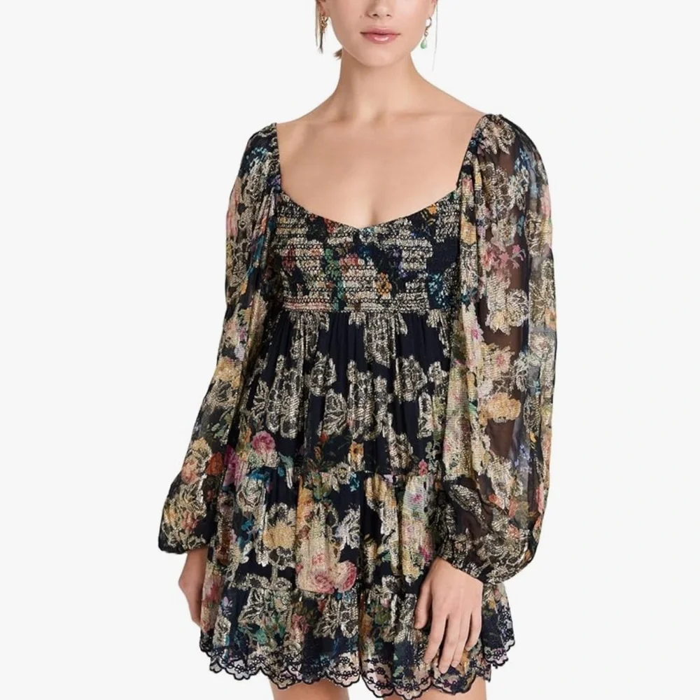 HEMANT & NANDITA Multicolor Rafa Short Floral Long Sleeve Dress - Picture 2 of 11